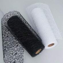 1pc 28*275cm/11.02*108.27inch Black Jacquard Mesh Fabric Floral Material Gift Bouquet Decoration Mesh Net Fresh Flower Packaging Mesh Table Runner Decor. - View 1