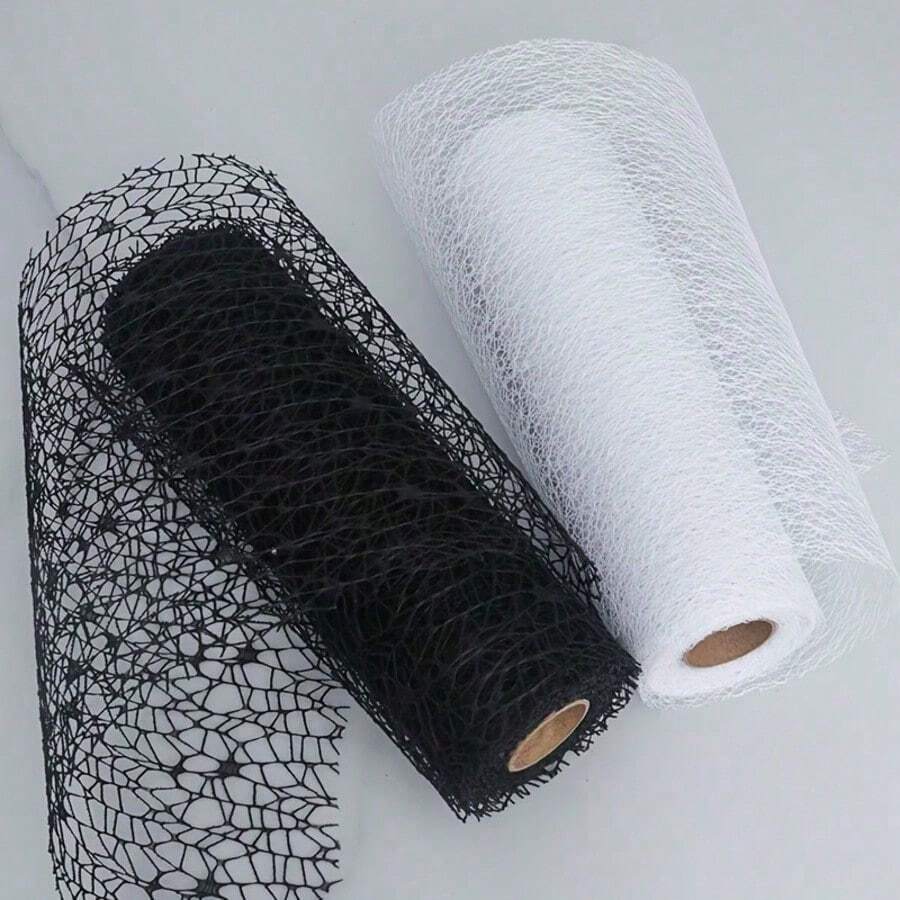1pc 28*275cm/11.02*108.27inch Black Jacquard Mesh Fabric Floral Material Gift Bouquet Decoration Mesh Net Fresh Flower Packaging Mesh Table Runner Decor. - View 1
