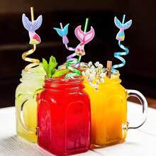 WJLLMYBAKING 8/10 ống hút tái sử dụng bằng nhựa PET hình đuôi nàng tiên cá hoạt hình, ống hút trang trí tiệc chủ đề đại dương nàng tiên cá, phù hợp làm đồ trang trí tiệc nàng tiên cá và quà tặng nhỏ - Nhiều màu - Xem 9