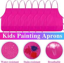BOUBONI 8 Pcs Kids Apron Painting Aprons For Kids Art Smocks Paint Apron Bulk For Painting Classroom Activity Kitchen Crafts Party Supplies(Rose Red) - Rose Red - View 3