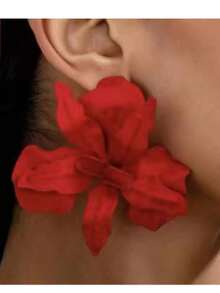 2025 New European And American Fashion Exaggerated Painted Petal Earrings - Hot Pink - View 5