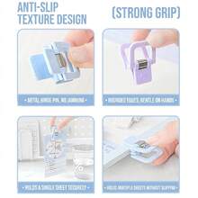 Cute Pastel Multi-Functional Mini Clip With Standable Handle, 55 Sheets Large Capacity Paper Binder Clip, Aesthetic Suspendable Memo Holder & Test Paper Stationery Organizer Student Document Folder Paper Clip Office Book Clip Card Clip Binder Clips Bulldog Clips Back To School - Sets - View 5