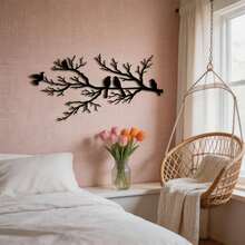 1 pieza Decoración de pared de metal con rama de árbol vintage y pájaro, con acabado premium Escultura de pared de arte de rama de árbol vintage y pájaro - Adecuado para Halloween, aniversario, decoración de primavera, regalo de invierno y Navidad (Decoración interior) - Escultura de metal para sala de estar (Seleccionado para entusiastas de la decoración del hogar) - Negro - Ver 11