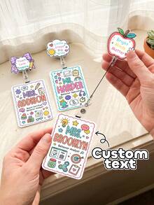 1pc Custom Behavior Analyst Badge Reel & ID Card Holder,Therapy Staff Luggage Tag Set,Special Education Teacher Gift,ABA Therapist School ID Accessory - Multicolor - View 2