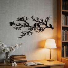 1 pieza Decoración de pared de metal con rama de árbol vintage y pájaro, con acabado premium Escultura de pared de arte de rama de árbol vintage y pájaro - Adecuado para Halloween, aniversario, decoración de primavera, regalo de invierno y Navidad (Decoración interior) - Escultura de metal para sala de estar (Seleccionado para entusiastas de la decoración del hogar) - Negro - Ver 8