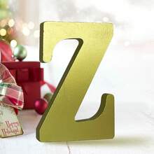 Aocean 6 Inch Golden Wood Letters Unfinished Wooden Letters For Wall Decor Decorative Standing Letters Slices Sign Board For Crafts Christmas Decoration Home Party Projects (Z) - ColorAA - View 1