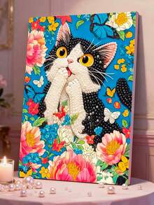1 Set Of Pearl Painting-Docile Kitten, Frameless DIY Diamond Painting Set With Pearls, Very Suitable For Bedroom Decoration, Living Room Decoration, Room Decoration And Art Exhibition, Birthday Gift. - A - View 3