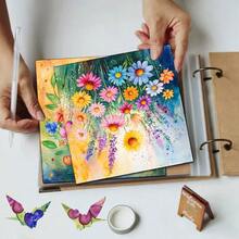 24 ark 6*6 tum dekorativt akvarellpapper med vårvilda blommor, färsk collagebakgrund med prästkragar och tulpaner för scrapbook, vårjournal, blommiga inbjudningar, presentask och mjuk heminredningsbakgrund - Fyrkant - Visa 10
