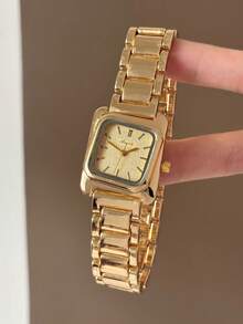 1pc Gold Asymmetrical Dial Women's Quartz Watch, Fashionable And Elegant, Suitable For Daily Wear, Also A Great Gift - Gold - View 10