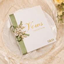 1pc Custom Gold Foil Wedding Vow Books | Personalized His & Hers Ceremony Booklets | Elegant Bride Groom Keepsake Gift - Multicolor - View 6