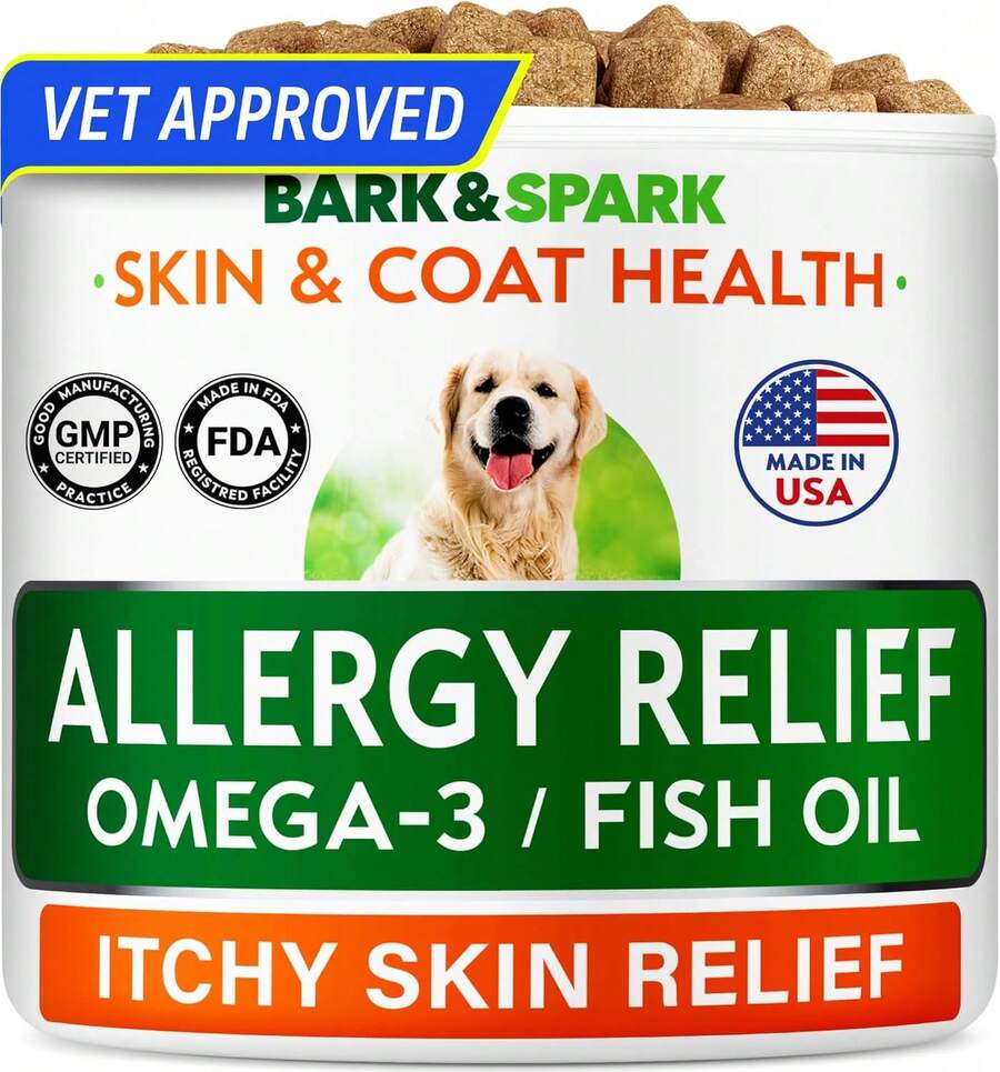 BARK&Amp;SPARK Dog Allergy Relief Soft Chews For Skin Health &Amp; Seasonal Allergies - Anti-Itch Supplement W/Omega-3, Quercetin &Amp; Bromelain Immune Treats For Dry Skin &Amp; Hot Spots - BBQ Chicken - 60ct - Color - View 1