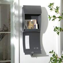 HOMCOM Wall Mounted Letter Box, Weatherproof Post Box For Outside Wall, Modern Mailbox With 2 Keys And Nameplate, Anthracite Grey - T0001-01-6122 - View 6