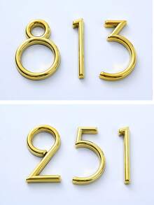 1pc Spherical Mirror Gold 3D ABS Number Door Sign, Self-Adhesive No-Drill Lightweight Waterproof High Visibility Rounded Modern Font Hotel Apartment Number Plate Indicator - House Number - View 3