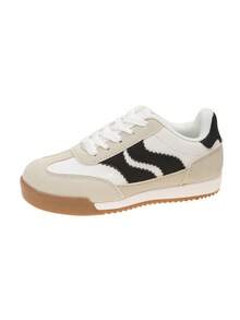 1 Pair Girls' Lace-Up Minimalist Flat Shoes, Dual-Color Sole, Casual Daily School Wear, All-Season - Beige - View 7