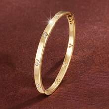 1pc Elegant Heart-Shaped Zirconia Inlaid Women Fashion Bracelet, Valentine's Day Gift - Multicolor - View 1