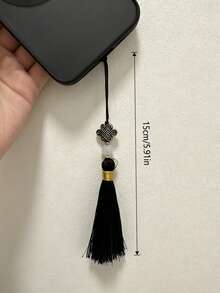 New Chinese Style Chinese Knot Tassel Phone Lanyard Faux Jade Bead Mini Thin Cord Vintage Oriental Bag Key Charm Multi Color Available - Black - View 6