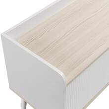 TV Stand With Two Drawers, TV Table, Low TV Board With Two Sliding Doors. Black And Natural Wood - 白色 - 查看 9