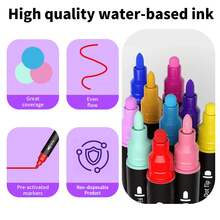 Flysea Dual-Tip Acrylic Paint Marker Set, 24pcs/36pcs/48pcs, 24 Colors/36 Colors/48 Colors, Suitable For Wood, Canvas, Stone, Rock Painting, Glass And Ceramic Surfaces, DIY Craft Art Supplies And Back To School Essential Stationery - Sets - View 4