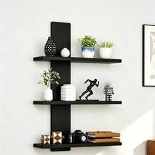 Multi-Layer Wall-Mounted Storage Shelf, Made Of Fiberboard, Multi-Functional Display Rack Suitable For Office And Home Decor, Can Be Used To Store Sculptures And Small Ornaments, Decorative And Practical - Black and White - View 5
