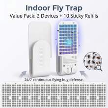 2 Pack Fly Trap Indoor(2 Device + 10 Glue Cards), Mosquito Catcher Indoor Plug-In Flying Insect Trap For Mosquito, Fruit Flies, Moths, Gnats, Flies, Fruit Fly Traps For Indoors (White) - US A Type Plug(110-127V) - View 2