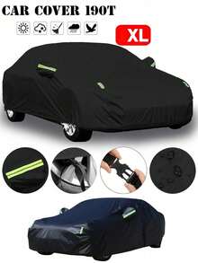190T Car Cover, SUV Car Cover Waterproof Outdoor Car Cover Suitable For All-Weather Sun Ice Snow Car Cover Winter Suitable For SUV, Outdoor Car Snow Rain UV Protection Dust-Proof - Premium Full Set Car Cover With Reflective Strips And Wind Straps - Black - View 13
