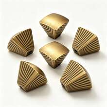 6PCS Vintage Brass Knobs, 3D Striped Square Single Hole Knobs For Cabinet Doors And Drawers - Brass Knobs / 6 Pieces - View 8
