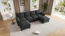 Black Cloud Modular Sofa - 2 Seat Set With Mobile Arms - 黑色四座 - 查看 11