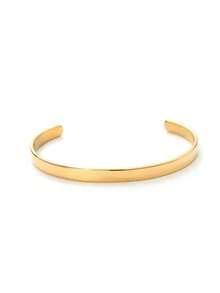 1pc Stainless Steel Solid Color Open C-Shaped Adjustable Bracelet, Minimalist Style Gold Plated Anti-Fade, Multi-Color, Daily Couple Jewelry Gift - Silver - View 8