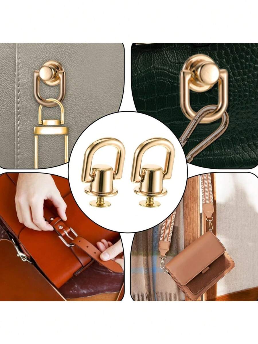 D-Ring For Wallet, Heavy Duty 360° Rotating Metal Hardware Accessory, Bag Shoulder Strap Buckle, Stud Screw Ball Rivet For Making Materials, Suitable For Crossbody Conversion Kit, Handbag Shoulder Strap, DIY Wallet Making