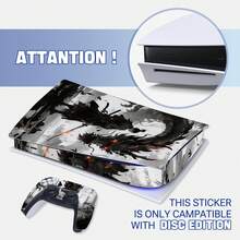 Miếng dán bảo vệ toàn thân cho máy console và tay cầm, tương thích với bản đĩa, họa tiết Samurai Wind Red Moon, phong cách Nhật Bản cổ điển tông tối, bề mặt nhám, chống nước, có thể tháo rời không để lại keo - Xem 6