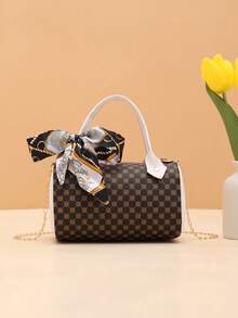 Vintage Printed Women's Handbag For Daily Shopping, Silk Scarf Chain Fashion Versatile Tote Bag, Women's Pillow Bag - Multicolor - View 4