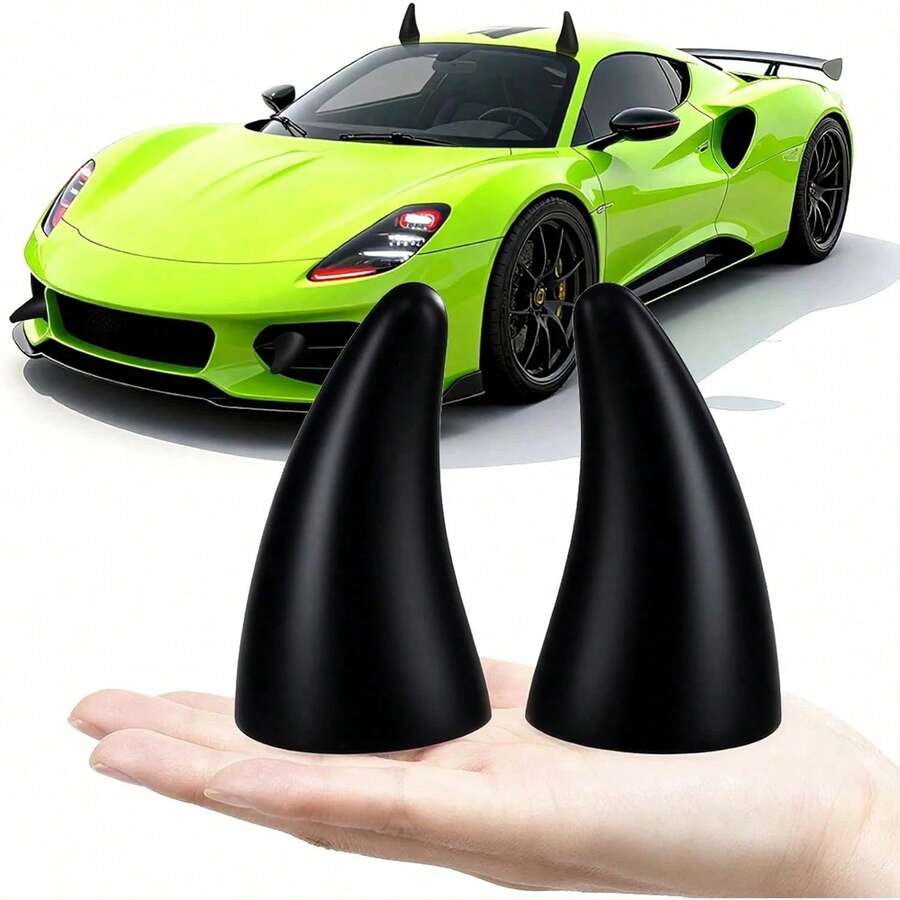 1 Pair 3D Black Devil Horn Car Stickers, Self-Adhesive Waterproof Vehicle Horn Decoration Accessories, Suitable For Halloween Party Decor