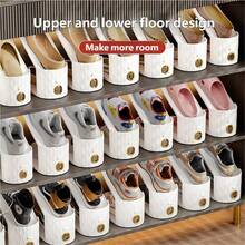 10pcs Entryway Shoe Rack, Vertical Stripes With Gold Rings, Tiered Shoe Storage Organizer, 2-Level Height Adjustable For Flats, High Heels, Thick Sole Shoes, Non-Slip Bottom With Stable Grip, Built-In Handles For Easy Access, Stackable Design To Expand Shoe Cabinet Space, Small Apartment Entryway Dorm Shoe Sorting Storage - Halloween Gift - Pink - View 11