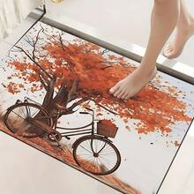 1pc, Bicycle Maple Leaf Pattern Printed Diatomaceous Earth Kitchen Mat, Absorbent Kitchen Floor Mat, Kitchen Rug, Sink Front Mat, Suitable For Kitchen, Bathroom, Entryway, Hallway, Laundry Room And Home Decor - Multicolor - View 7