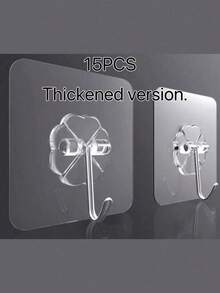 Transparent Strong Adhesive Hooks, No Drilling Required, Non-Damaging Hooks, Strong Adhesiveness, Removable, Transparent, Waterproof, Rust-Proof. Suitable For Hanging Clothes, Hats, Tableware, Shoes, Accessories, Kitchen Utensils, Bags, Etc. Applicable For Kitchen, Bathroom, Living Room, Bedroom Walls. Multi-Functional Hanging Hooks Storage Rack, Suitable For Home, Walls, Doors, Cabinets, Etc. Summer - Multicolor - View 15
