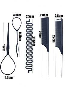 8pcs Hair Styling Tools Set With Hair Pins, Hair Braiding Tools, Hair Bun Maker, Fish Bone Braid Steel Needle Comb Hair Accessories - Multicolor - View 5