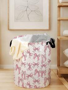1pc Large Foldable Laundry Basket With Handle, Large Capacity Pop-Up Dirty Clothes Storage, Toy Storage, Convenient Home Solution - White - View 2