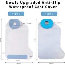CureSquad Widen Waterproof Cast Covers Shower Leg Reusable Shower Sleeve Leg After Surgery, Double Deep-Grooved Anti-Slip Strips On Sole, Watertight Adult Cast Protector - Blue - View 2