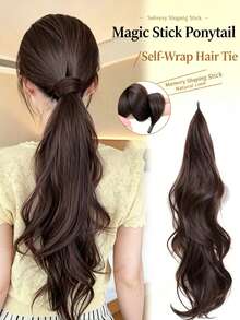 Wrap-Around Mermaid Curl Faux Ponytail, Natural Voluminous Low Ponytail, Hair Volume Booster, Big Wave Straight Ponytail - Multicolor - View 2