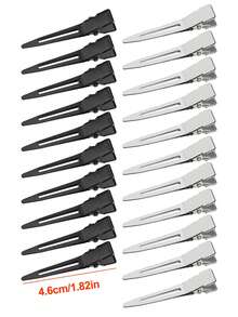 100/48/24/12/6pcs Metal Crocodile Hair Clips, Black And Silver, Suitable For Thick And Curly Hair, Professional Salon Styling - Multicolor - View 14