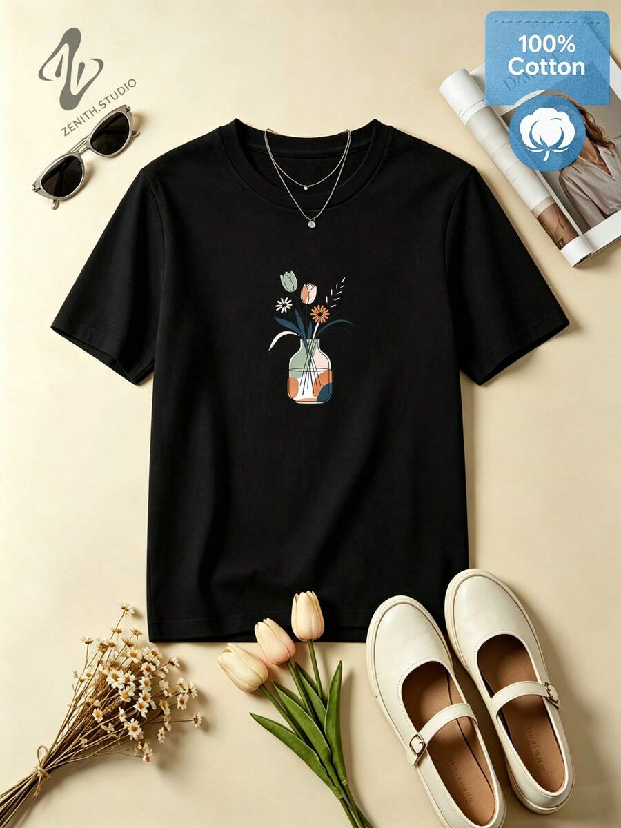 Women T-Shirts - 黑色 - 查看 1