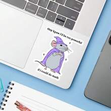 1 pieza Pegatina de ratón mago de dibujos animados, calcomanía de vinilo con humor matemático divertido para portátil, botella de agua, cuaderno, calcomanía de personaje animal impermeable, accesorios de papelería estética para diario y scrapbooking, regalo para adolescentes - S2241 - Ver 1