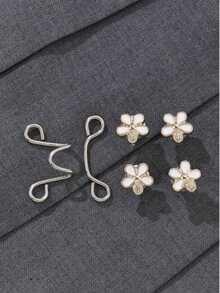 1pc Women's Metal Fashion Acanthus Leaf Decor Waist Buckle, Detachable Adjustable For Pants And Skirts, Anti-Exposure, Suitable For Summer Daily Casual Use, Gift For Friends - White - View 5