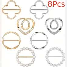 3/6/8/9/10Pcs Sparkling Rhinestone Hollow T-Shirt Clips - Elegant Hollow Button Design, Gold-Tone Alloy Buckle, Suitable For Shirts, Dresses And Jeans - Suitable For Formal And Casual Occasions - Unisex Accessory - Multicolor - View 20