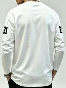 Men's Retro Western Equestrian LA Letter Graphic Long Sleeve T-Shirt - White - View 4