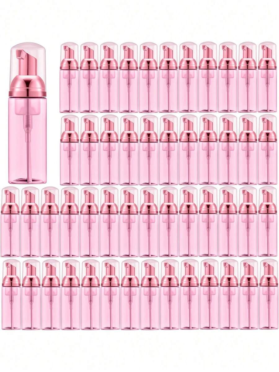 1/3/8/12pcs 60ml/2oz Small Mousse Foam Soap Dispenser, Transparent Plastic Soap Dispenser, Mini Empty Refillable Pump Container, Suitable For Face Wash, Eyelash Wash, Hair Wash, Skincare (Pink), Perfume Refillable Bottle, Travel Bottles - View 1