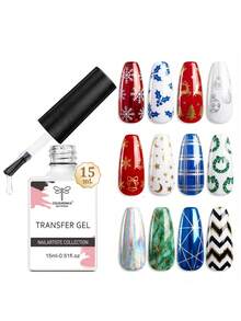 COLOURSMILE 15ML Starry Sky Foil Transfer Gel, Strong Adhesion Nail Foil Sticker, LED Light Curing Nail Care Gel - Clear - View 1