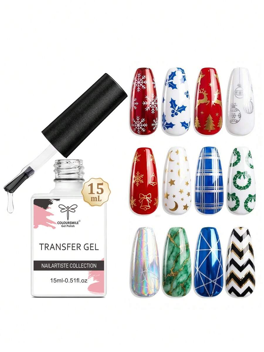 COLOURSMILE 15ML Starry Sky Foil Transfer Gel, Strong Adhesion Nail Foil Sticker, LED Light Curing Nail Care Gel - Clear - View 1