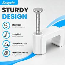 Cable Clips Nail In Cable Clips 100 Pcs 8mm Flat Ethernet Cable Wall Clips Cable Tacks Coax Cable Clip Speaker Wire Clips Cable Nails For Cords Cat5_Cat5e_Cat6_Cat7 RJ45 Cord Clips - White - View 4