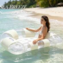 Inflatable Pool Floating Bed, Striped Hollow Design, Water Lounger Float, Portable Inflatable Floating Mat, Easy To Fold And Store, Suitable For Swimming Pools, Water Theme Parties, Summer Vacations - Striped Sun Lounger - View 3